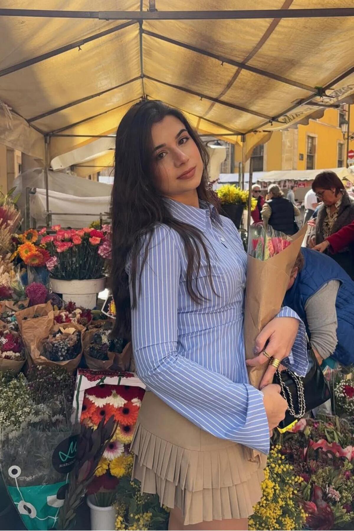 FİOX ATELİER  Kadın Mavi Çizgili Uzun Kollu Vücuda Oturan Gömlek Fio-120 - Görsel 7