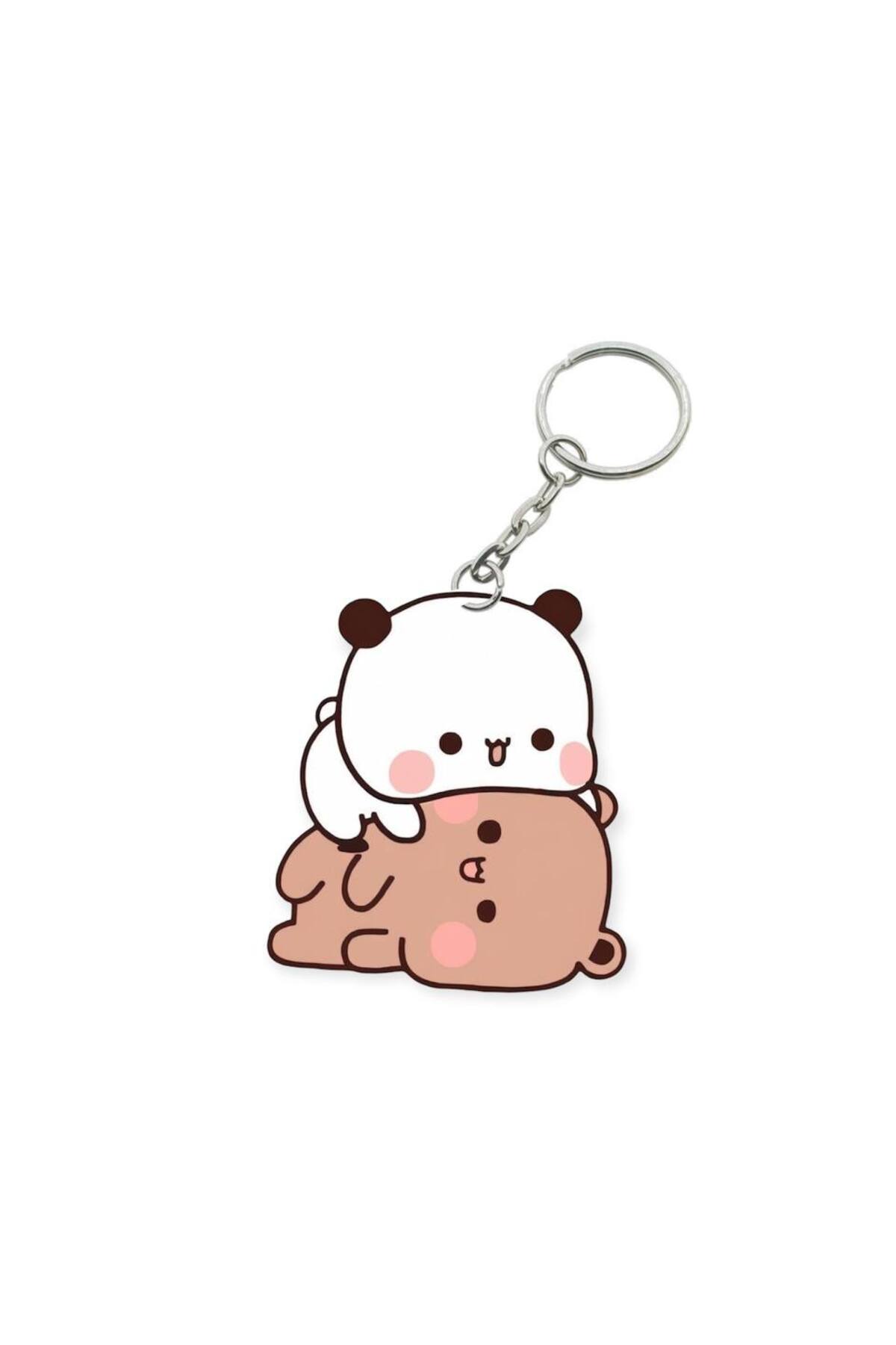 Dudu Bubu Panda Teddy Bear Couple Keychain Valentine Special Gift Bag Ornament Charm Valentine's Day tickle model