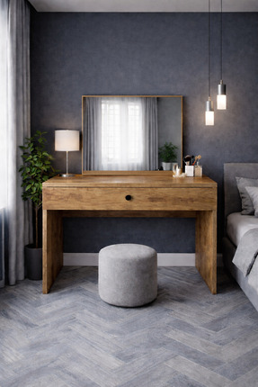 258 MoLife Oliva Makyaj Masası, Aynalı Çekmeceli Makyaj Masası - Çam