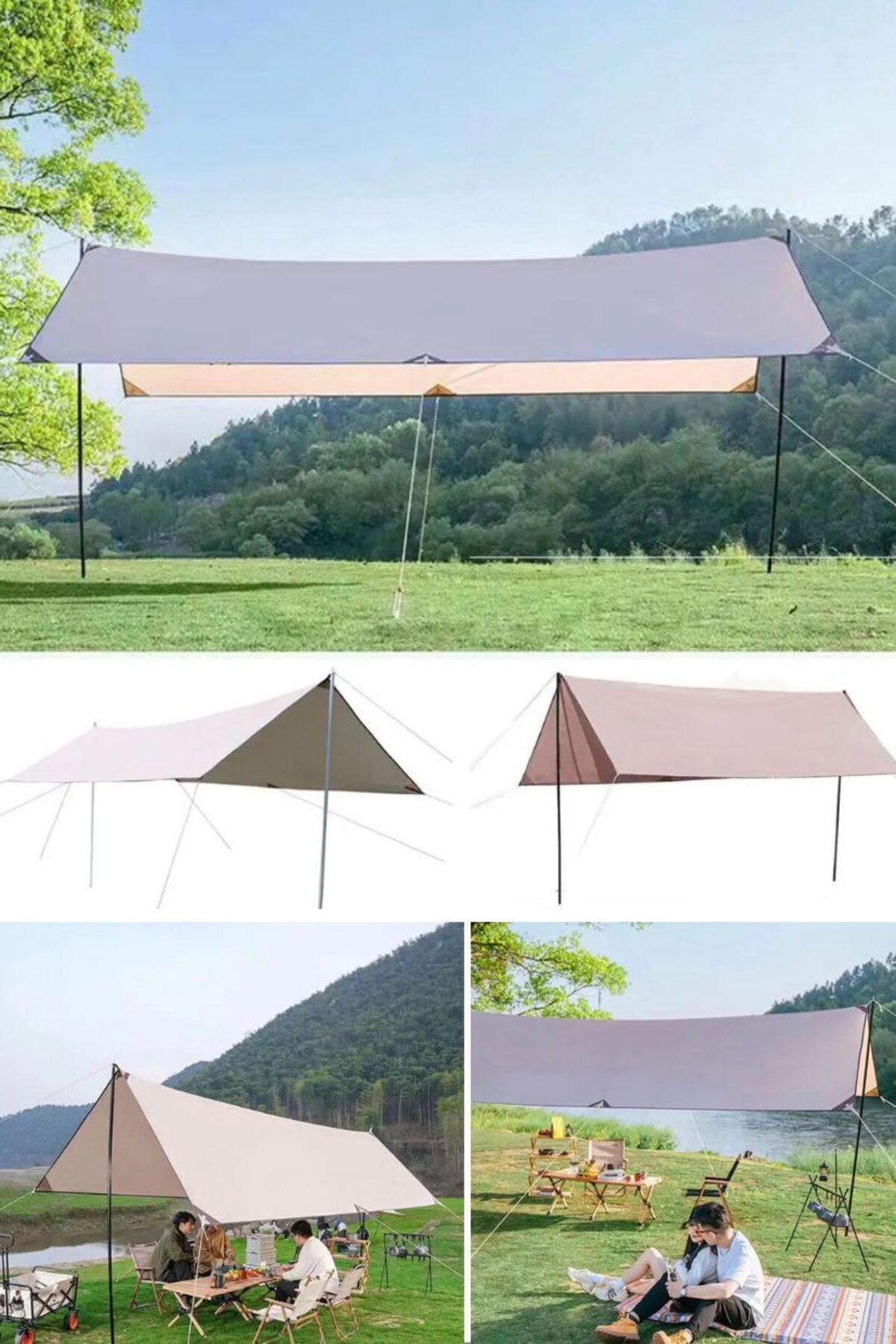 Munico Açık Gölgelik Çadır Güneşlik Yağmur Geçirmez Camping Ekipmanları Kolay Kamp Plaj Piknik Seyahat İçin