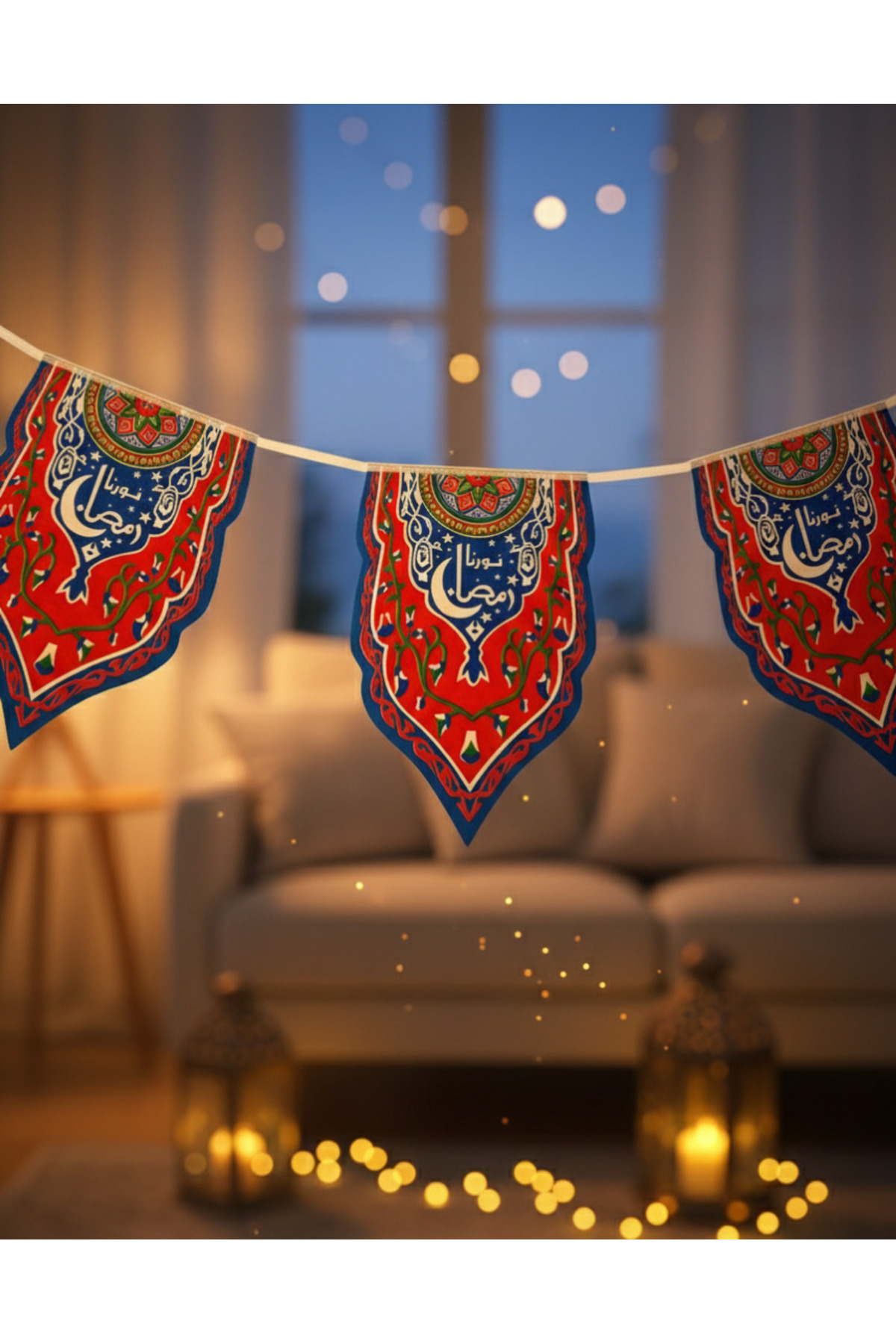 زينة رمضان القماشية (مثلثات ديكور) 3 متر