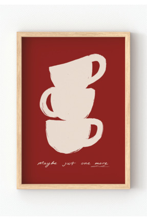 MIOVI WORKS One More Cup | Çerçeveli Modern Minimal Coffee Mutfak Duvar Dekor...