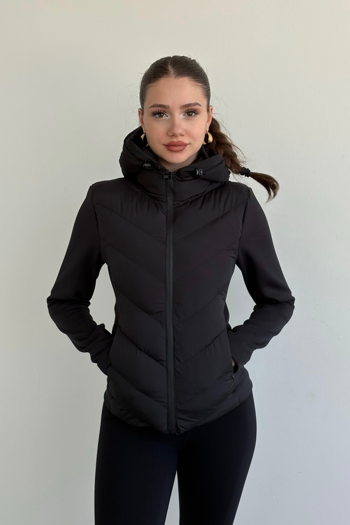 Moderk  ZRA Model Range Rover Mom Kontrast Şişme Mont Ceket Kadın Astarlı