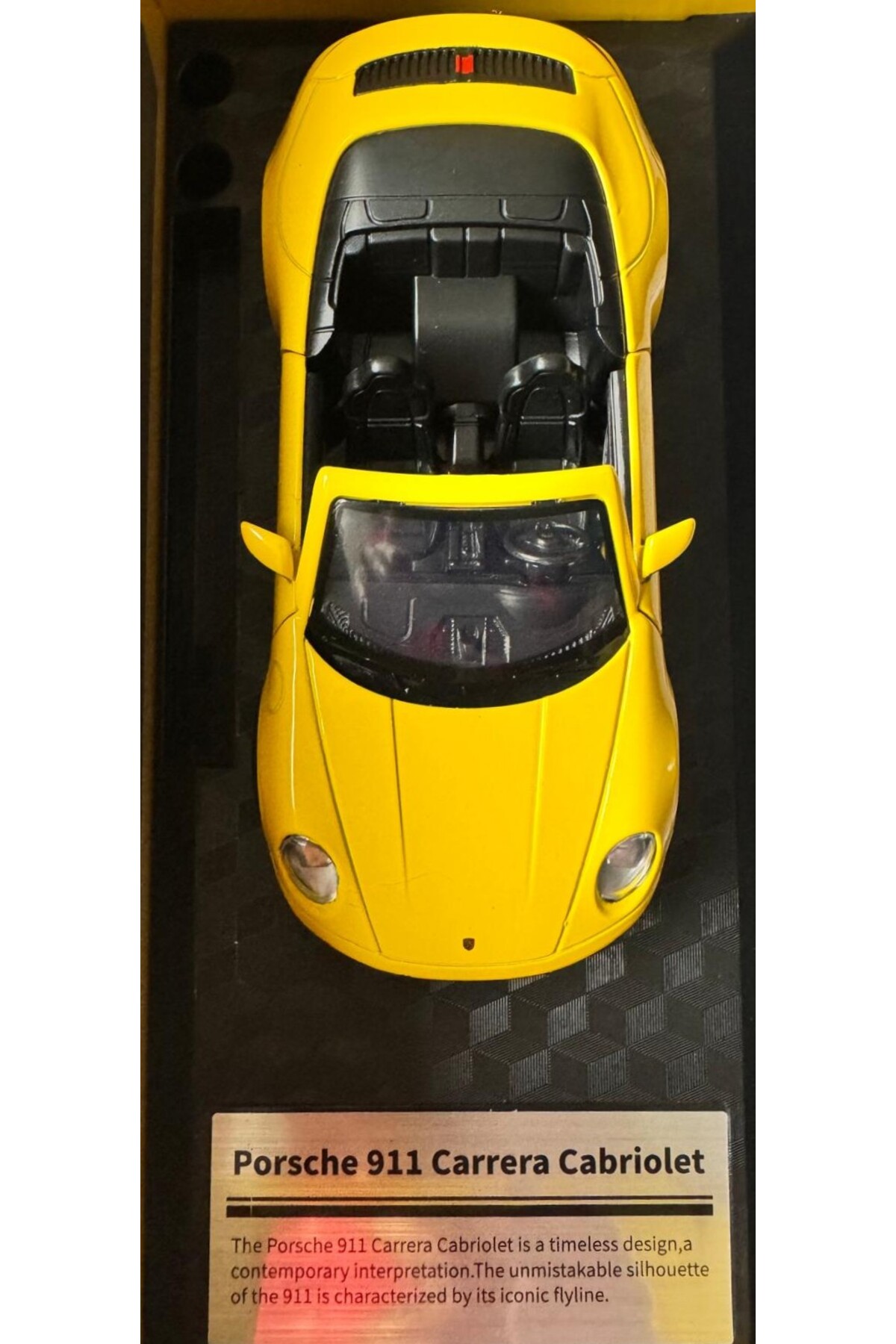 CCA Porsche 911 Carrera Cabriolet Diecast Model Araba, Sarı, 1:32