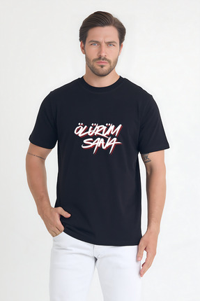 Windy Island Erkek Bisiklet Yaka "Ölürüm Sana" Baskılı %100 Pamuk Kısa Kollu ...