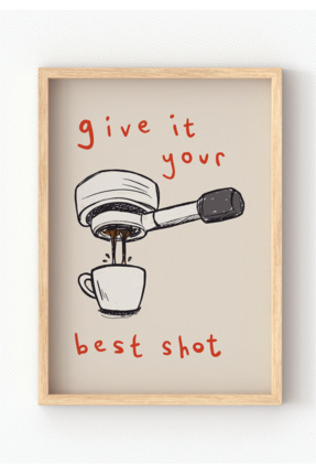 MIOVI WORKS Best Shot | Çerçeveli Modern Minimal Coffee Mutfak Duvar Dekorasy...