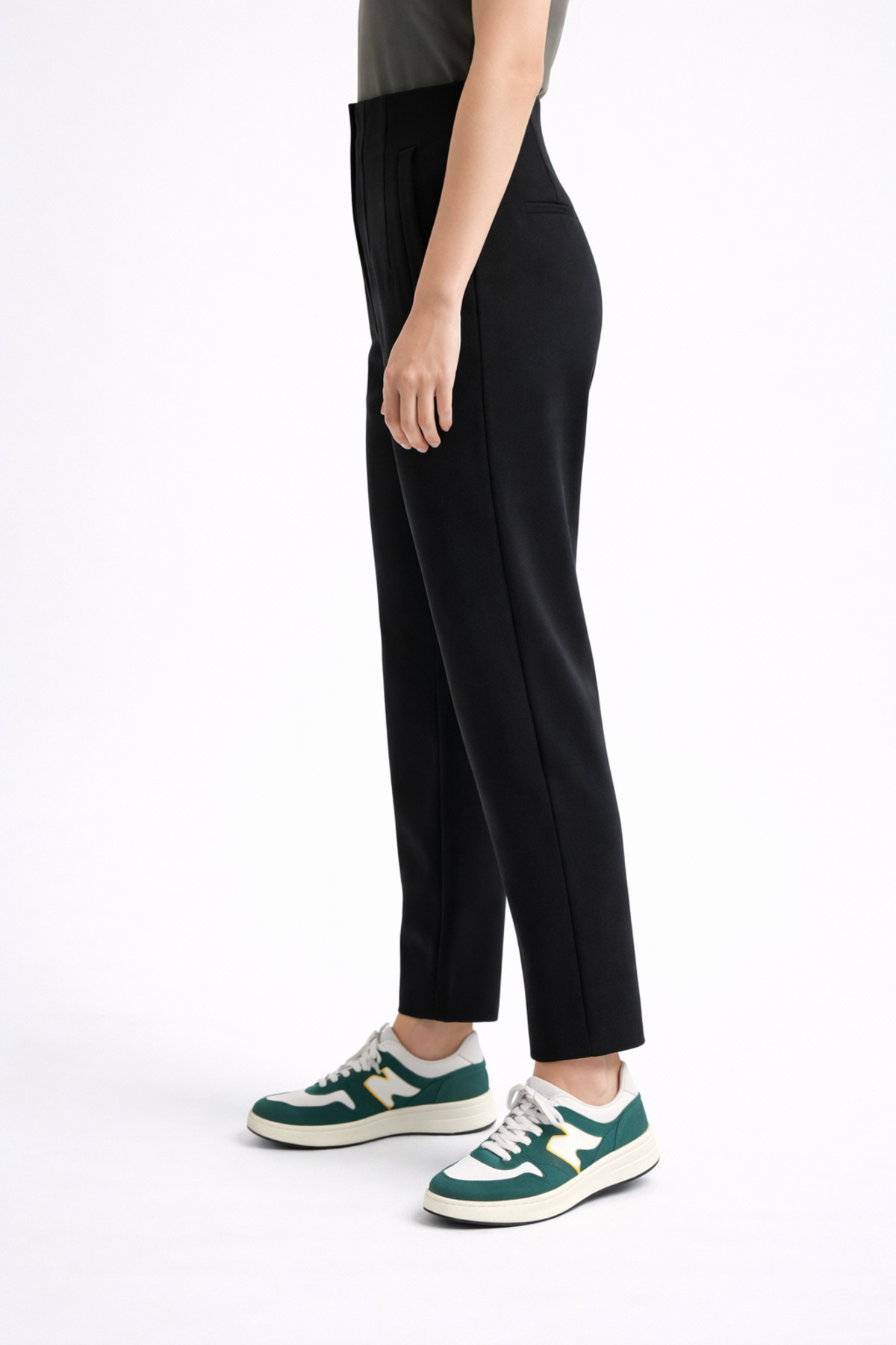 WE AND ME  Fermurarlı Yüksek Bel Dar Paça Esnek Carrot Fit Kumaş Pantolon - Görsel 7