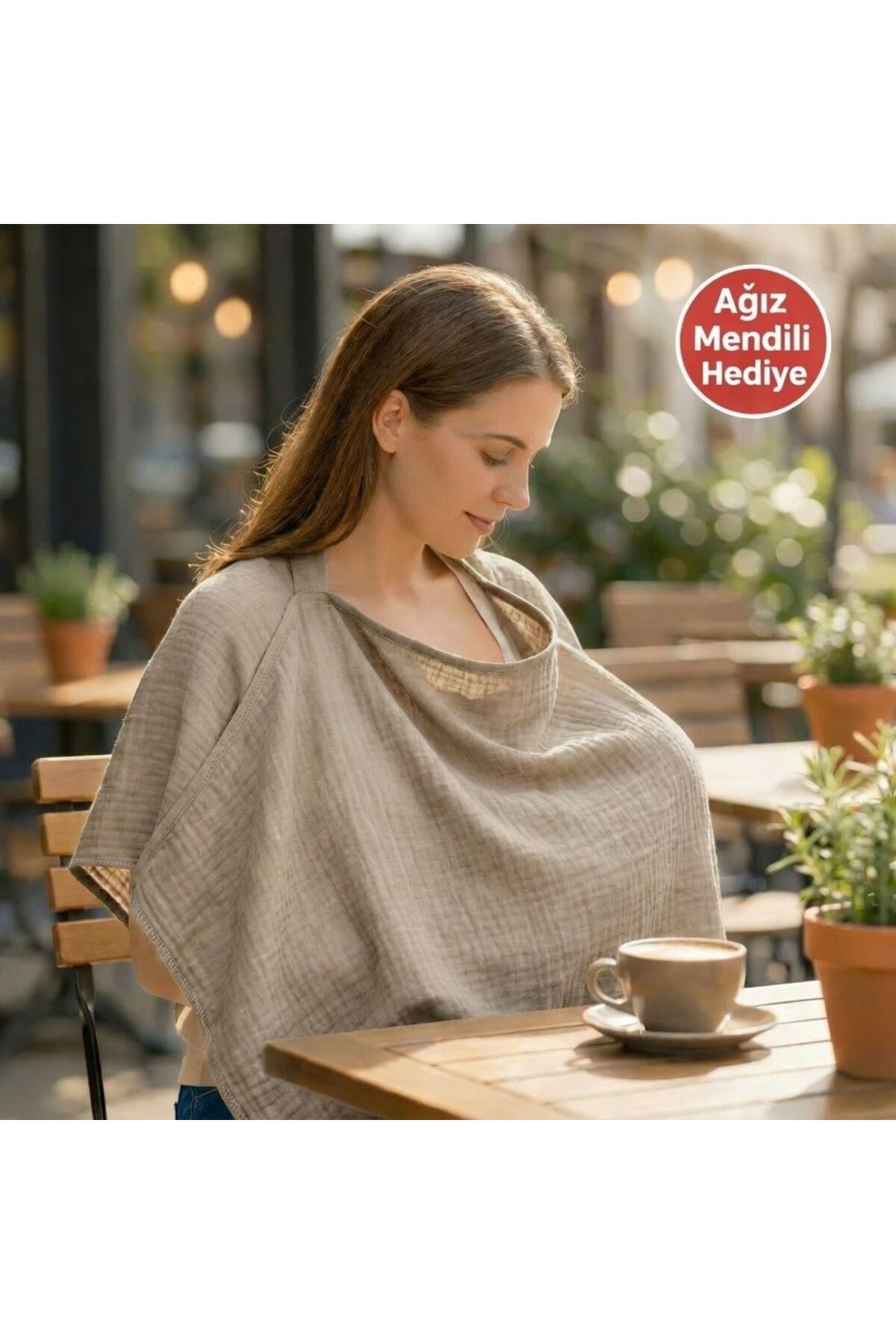 COOLMINIES Çift Kat %100 Pamuk Muslin Kumaş Balenli Emzirme Örtüsü, Çok Amaçlı Emzirme Önlüğü, fotoğrafı 2 (önizleme)