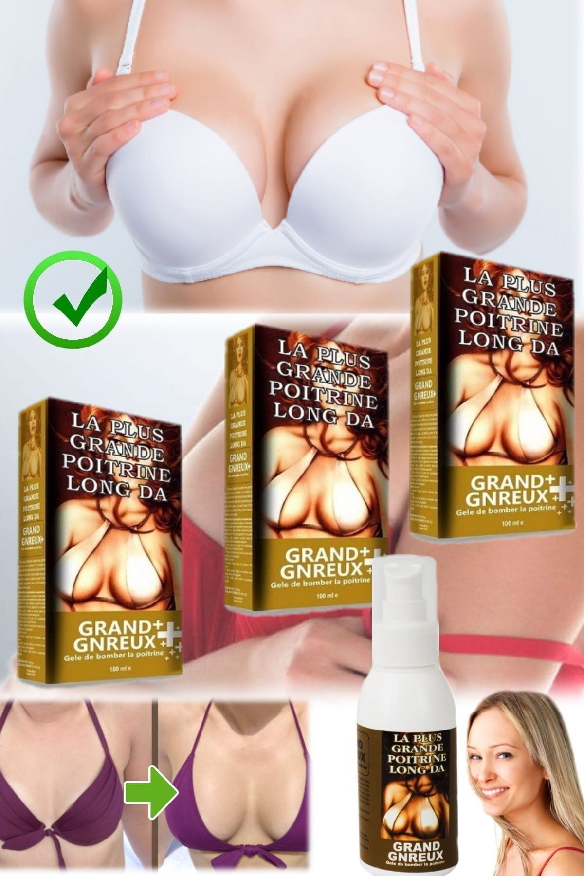 Munico 3 Adet X Kadınlar Için Doğal Evde Esnetik Göğüs 100ml Sprey Losyon Sıkılaştırma Dikleştirme fotoğrafı 2 (önizleme)