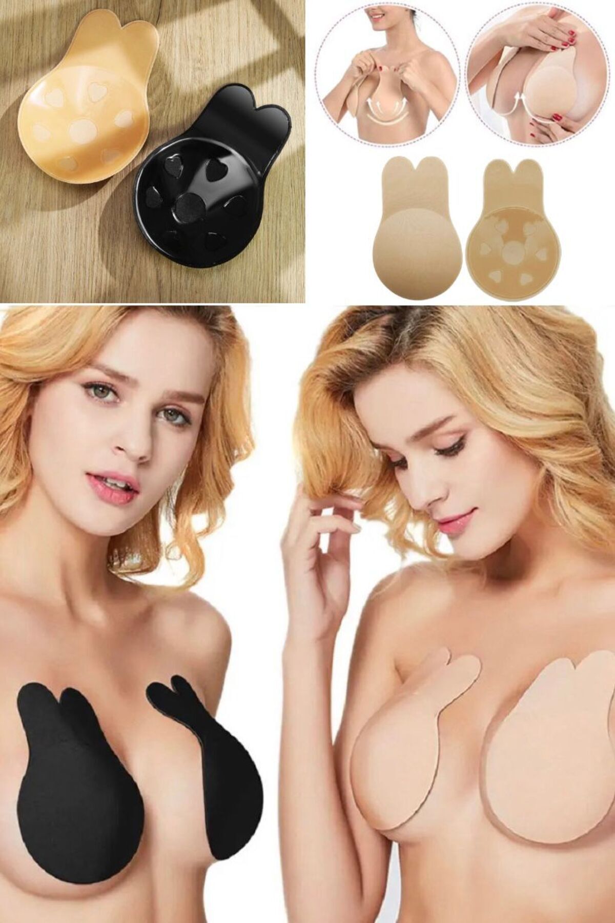 Munico 5 Çift Askısız Kendinden Yapışkanlı Göğüs Yeniden Silikon Görünmez İç Çamaşırı Ped Push Up Sütyen fotoğrafı 7 (önizleme)