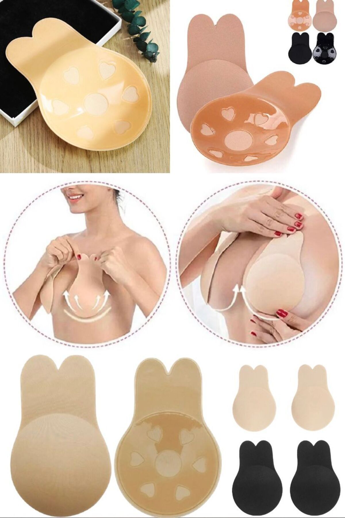 Munico 5 Çift Askısız Kendinden Yapışkanlı Göğüs Yeniden Silikon Görünmez İç Çamaşırı Ped Push Up Sütyen fotoğrafı 6 (önizleme)