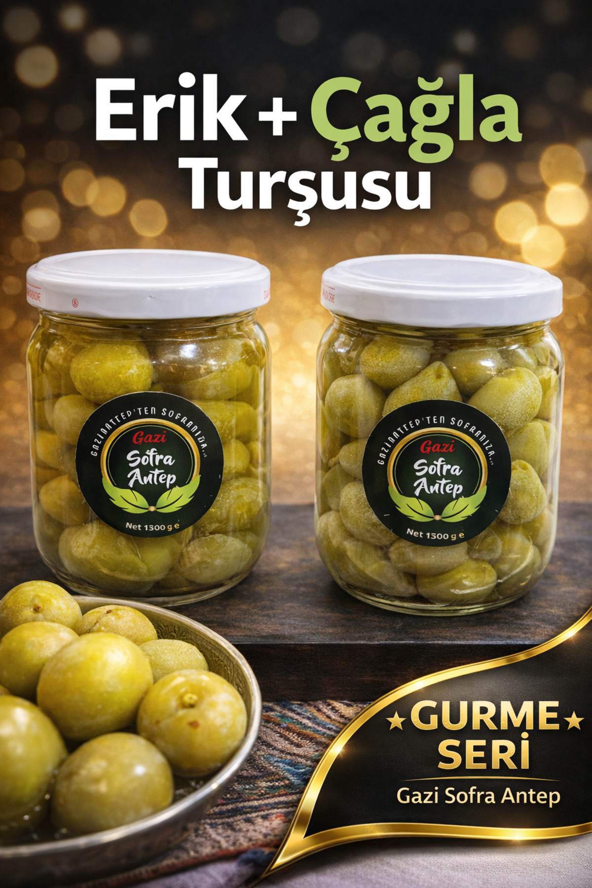 gazisofraantep Erik + Çağla Turşusu (2x400 CC) / Premium Gurme