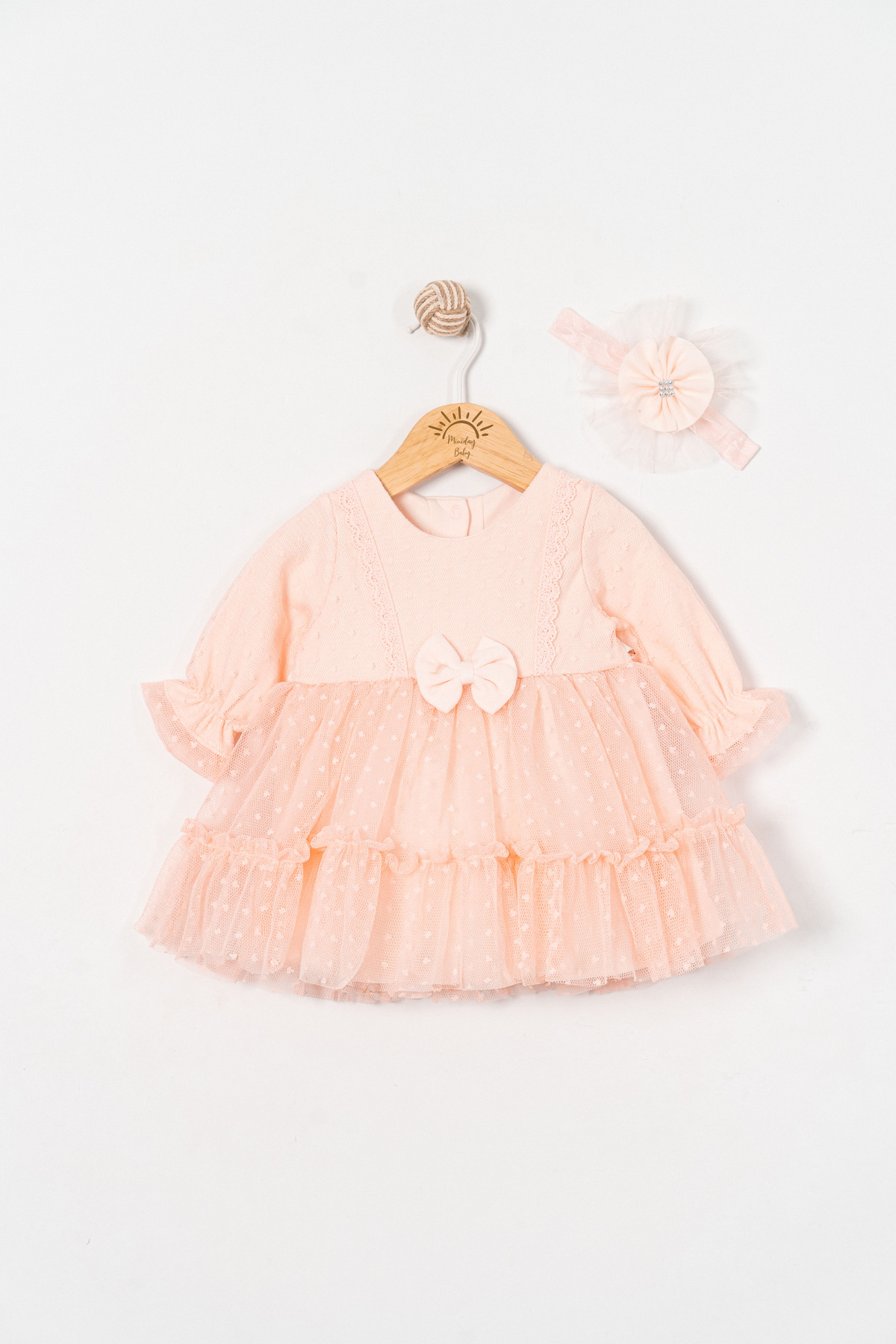 Miniday Baby Kız Bebek Mevlütlük Elbise Bandanalı Dantelli Yeni doğan Hastane çıkışı Gelinlik Abiye Mevlitlik 416 fotoğrafı 2 (önizleme)