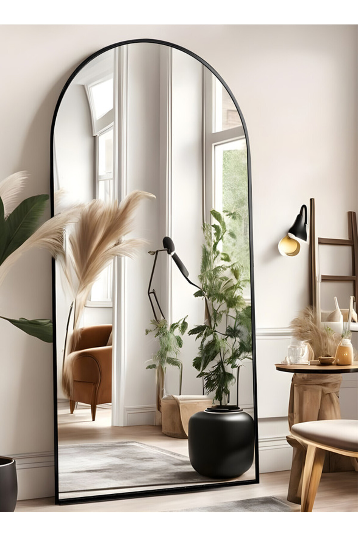 مرآة كبيرة بتصميم أنيق، مقاس 160×50 سم، بإطار معدن...