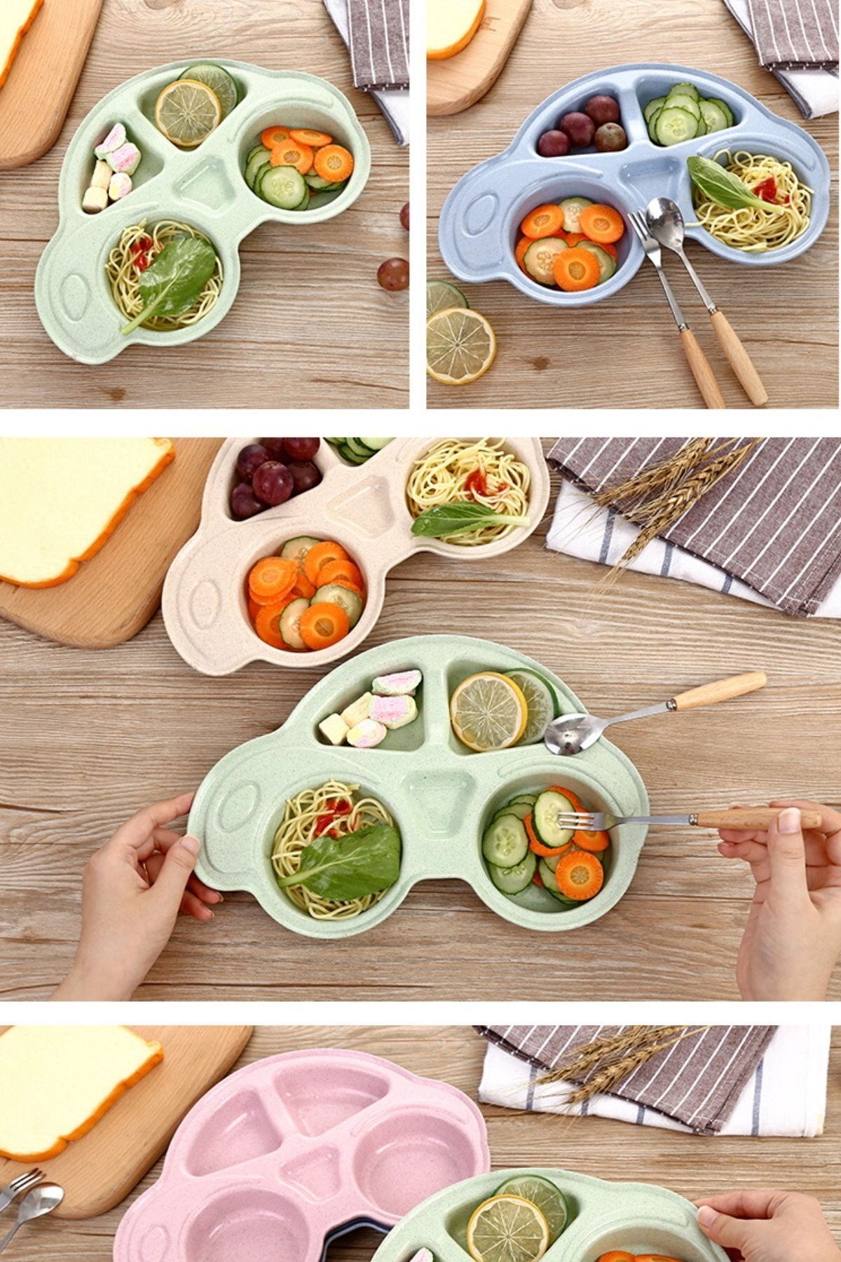 Munico Araba Şeklinde Bebek & Çocuklar Için Kahvaltı Tabağı Mama Tabağı Tablod Eğlenceli Iştah Açıcı Tabak fotoğrafı 3 (önizleme)
