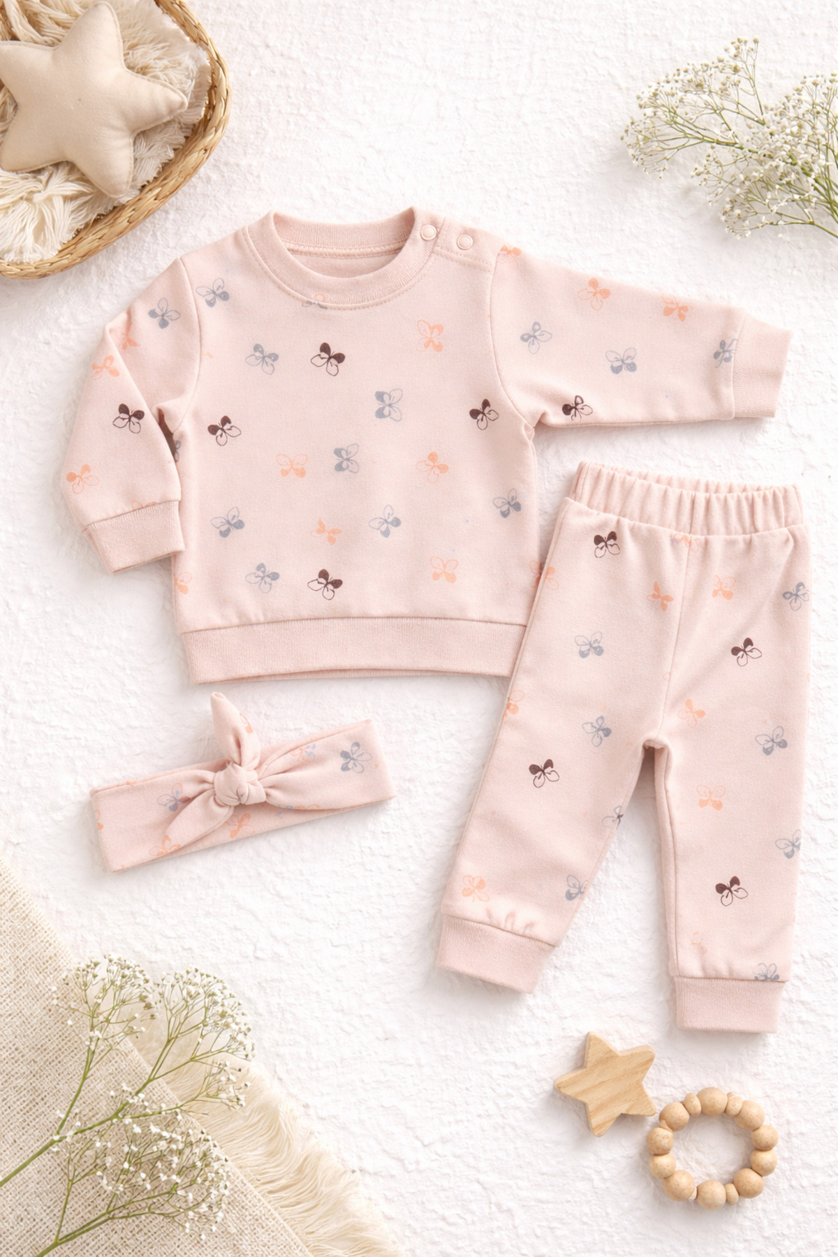 moukou %100 Pamuk 3-18 Ay Bebek Pijama Takımı- Yumuşacık Rahat Uyku fotoğrafı 2 (önizleme)