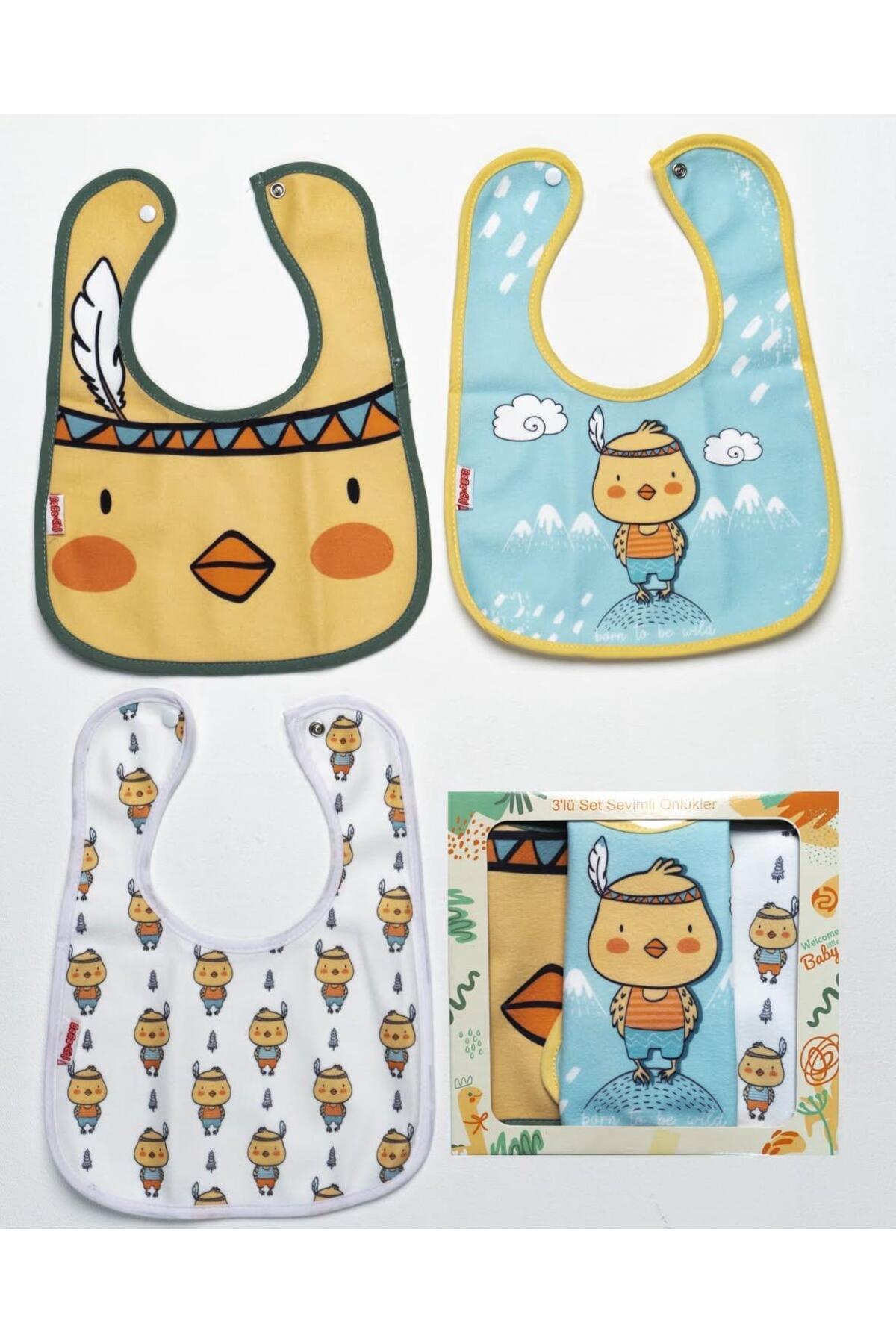 3-Piece Chick Themed Microfiber 100% Cotton Liquid-Proof Bib Baby Bib