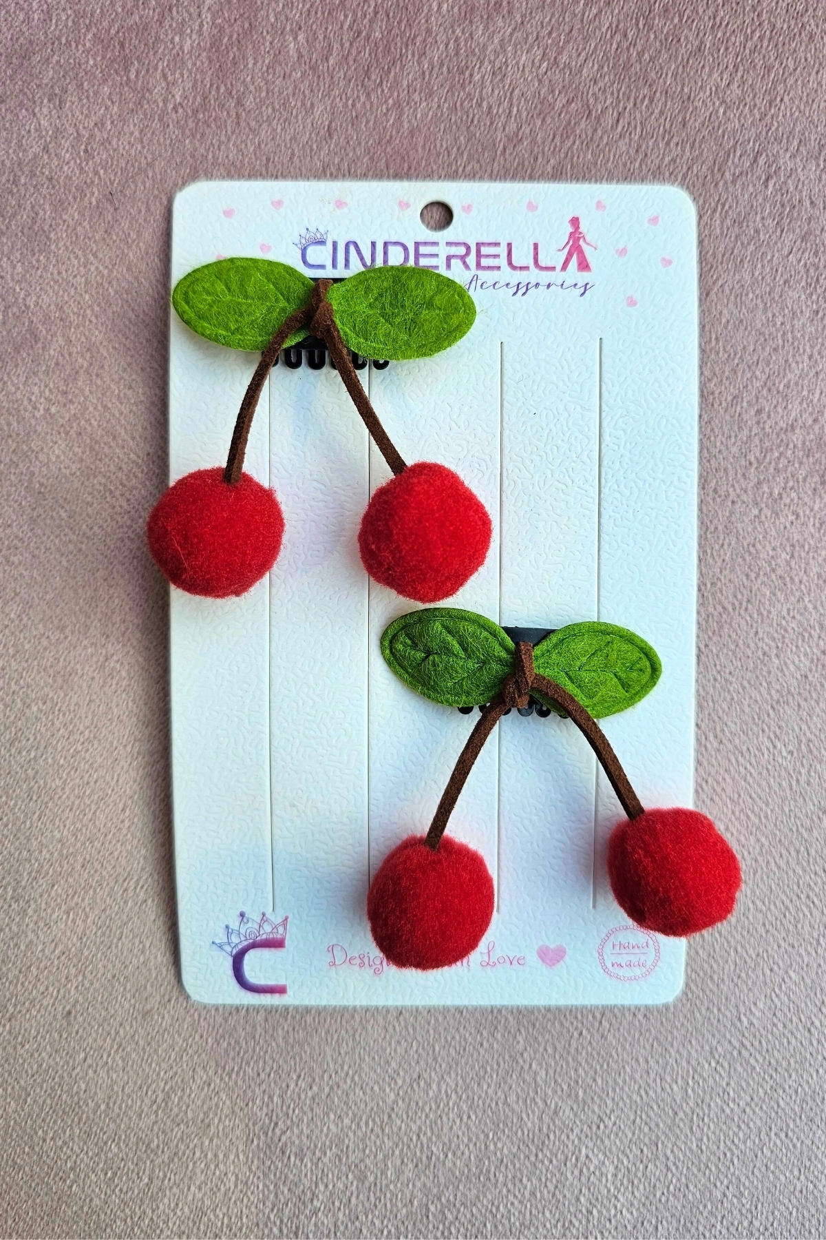 2-Piece Painless Pompom Cherry Hairless Baby Buckle - Newborn Low Hair Buckle Set Snap Fastener Clip Buckle