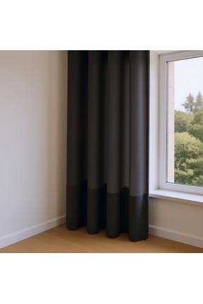 Vİ HOME SİYAH Ada Fon Perde en x boy Hazır Perde - Kornişli Fonluk Perde