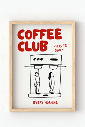 MIOVI WORKS Coffee Club | Çerçeveli Modern Minimal Coffee Mutfak Duvar Dekora...