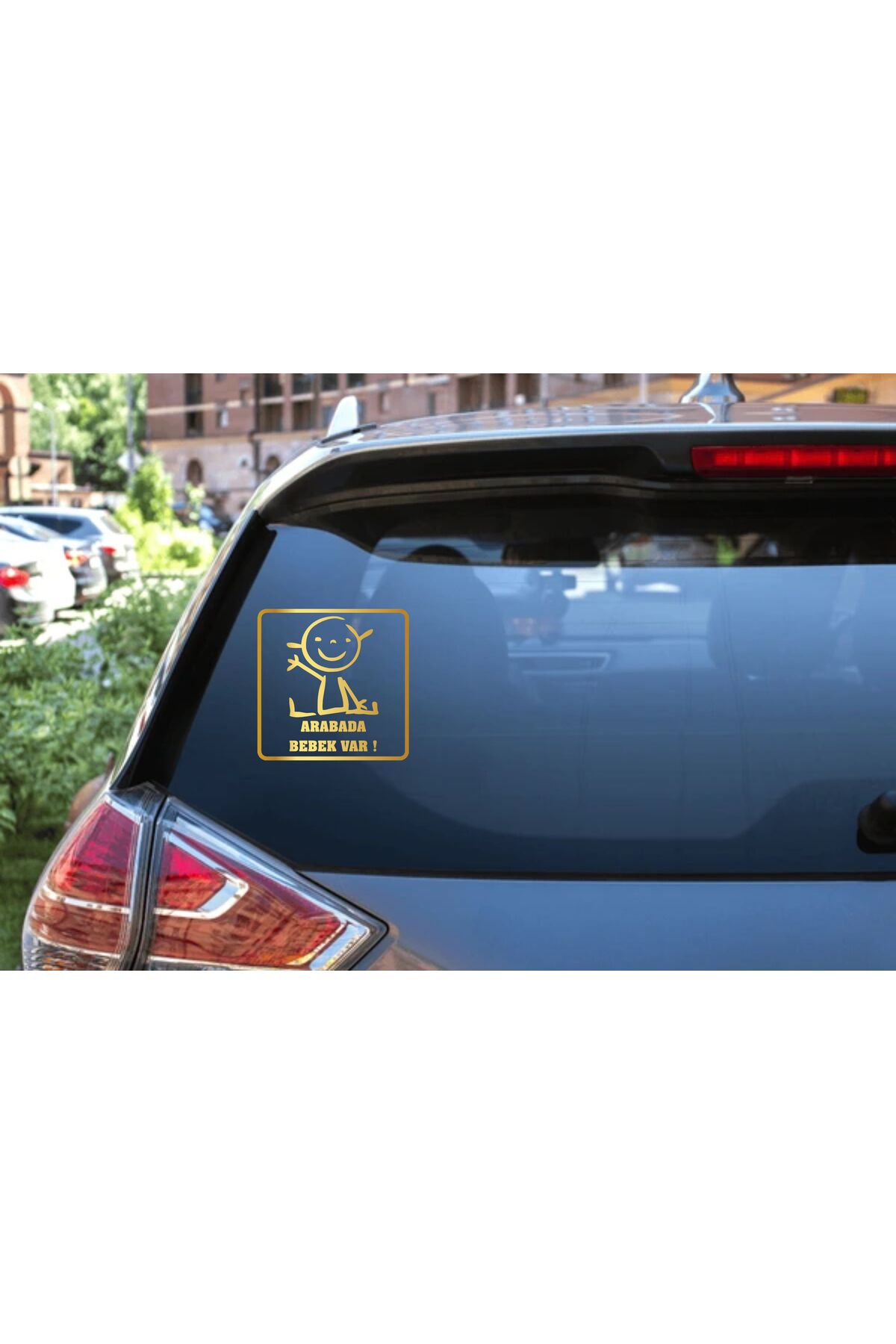 Arabada Bebek Var Cam Sticker 15x15 Cm