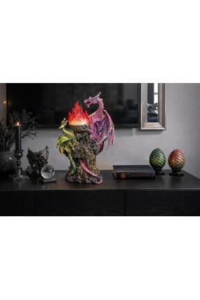 Tozz Dizayn Dekoratif Işıklı Çift Ejderha Heykeli - Alev Görünümlü Dekoratif ...