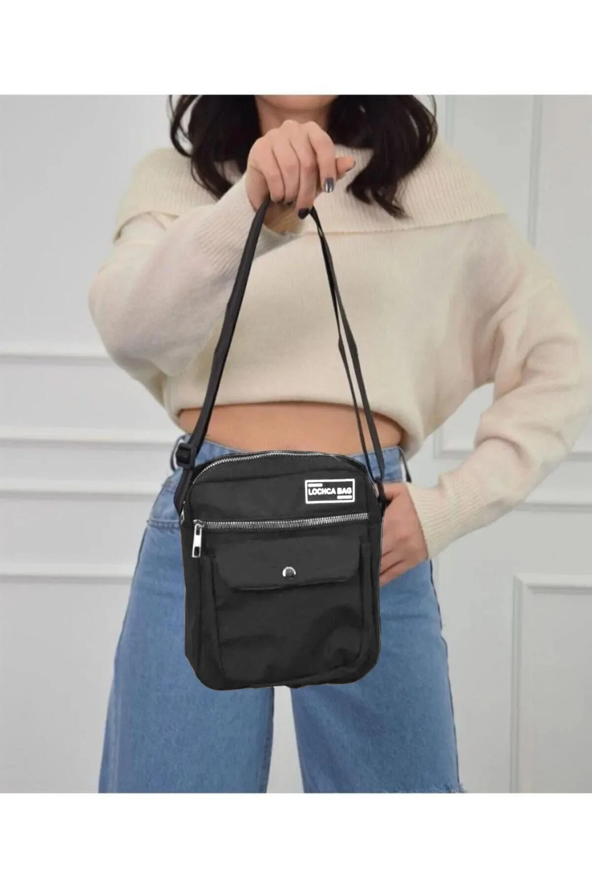 AMBALAJ DERYASI Unisex Askılı Ve Astarlı Füme Renk Omuz Çantası