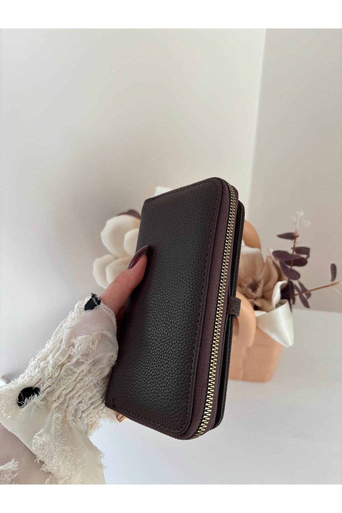 lalettobags  Kadın Acıkahve Telefon Bölmeli Suni Deri Cüzdan - Görsel 3
