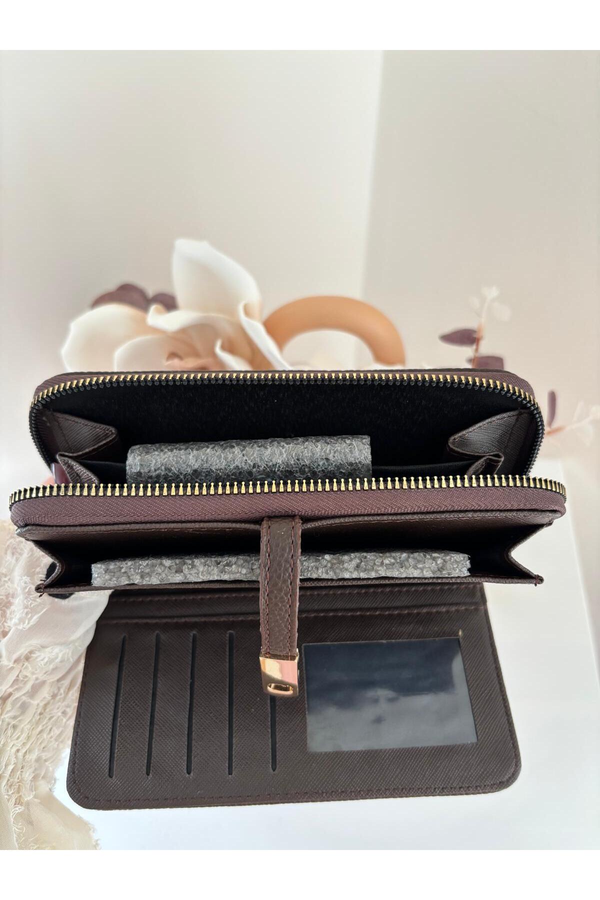 lalettobags  Kadın Acıkahve Telefon Bölmeli Suni Deri Cüzdan - Görsel 4