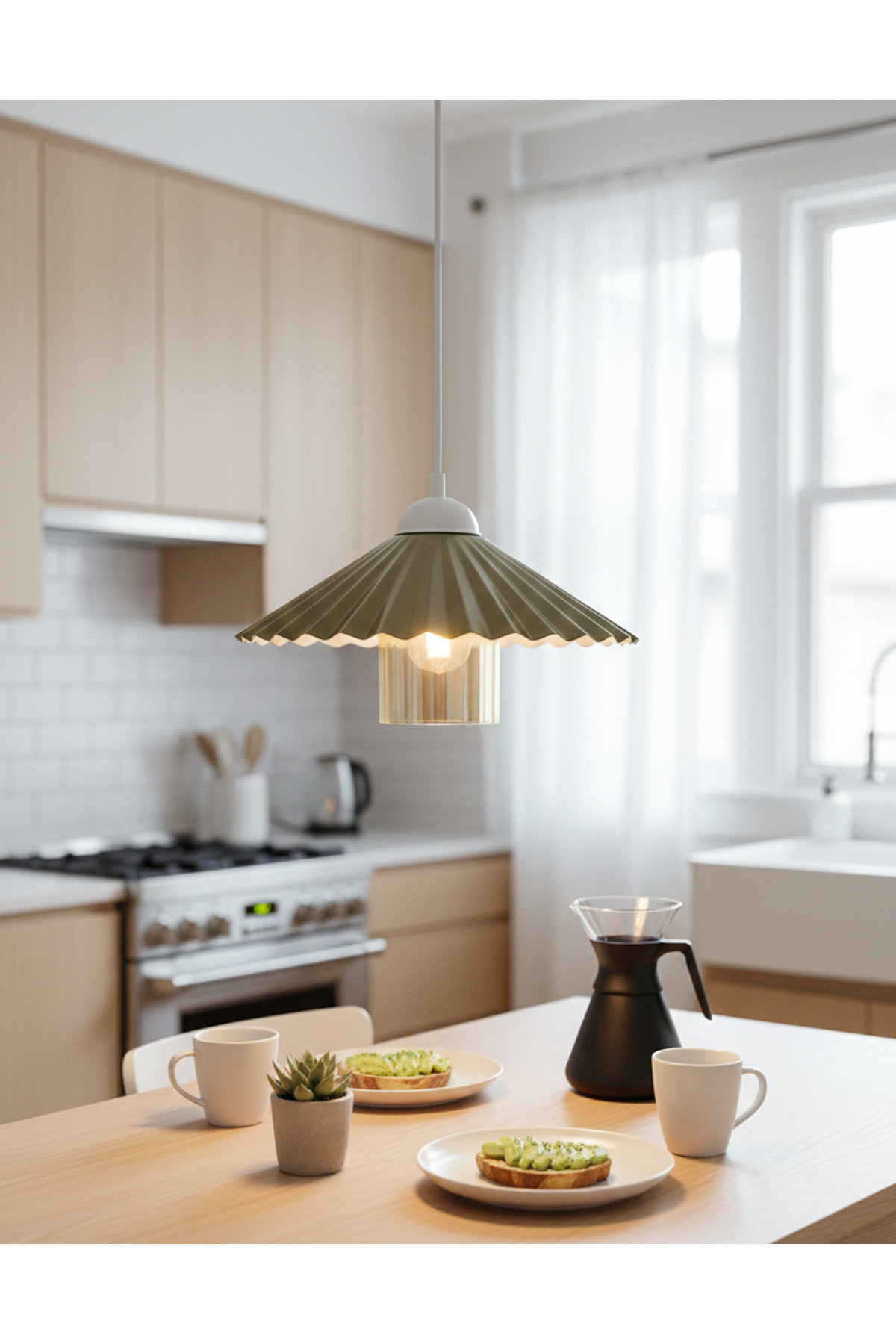 White Antique Industrial Metal Pleated Model 30 cm Glass Hall kitchen Single Pendant Chandelier Lighting
