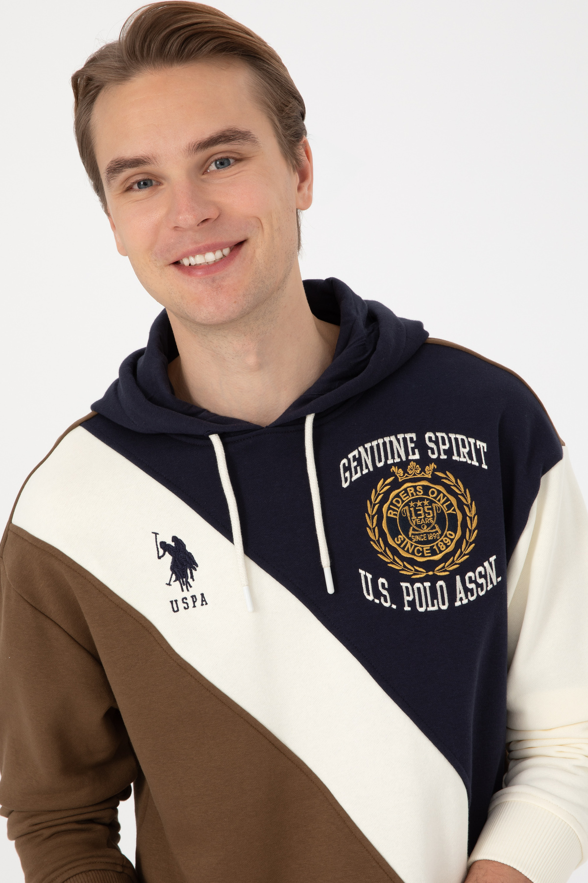U.S. Polo Assn. Erkek Comfort Fit Kapülonlu Haki Sweatshirt 50309344-VR027 görsel 2