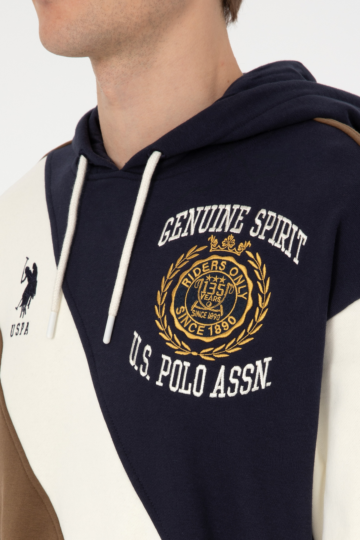 U.S. Polo Assn. Erkek Comfort Fit Kapülonlu Haki Sweatshirt 50309344-VR027 görsel 7