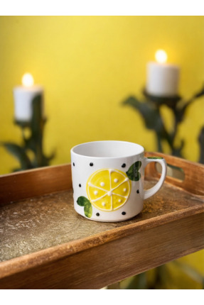 Ekin Concept Limon Desenli Seramik Kupa, Limonlu Kupa, El Yapımı Seramik Kupa...