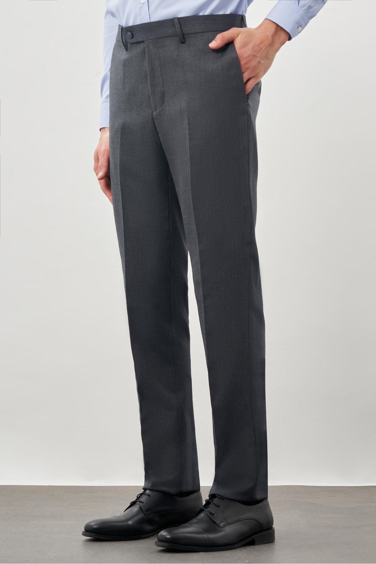 Erkek Lacivert Düz Esnek Yan Cep Slim Fit Pantolon 1003245209_220 — رنگارنگ — تصویر 3 از 7