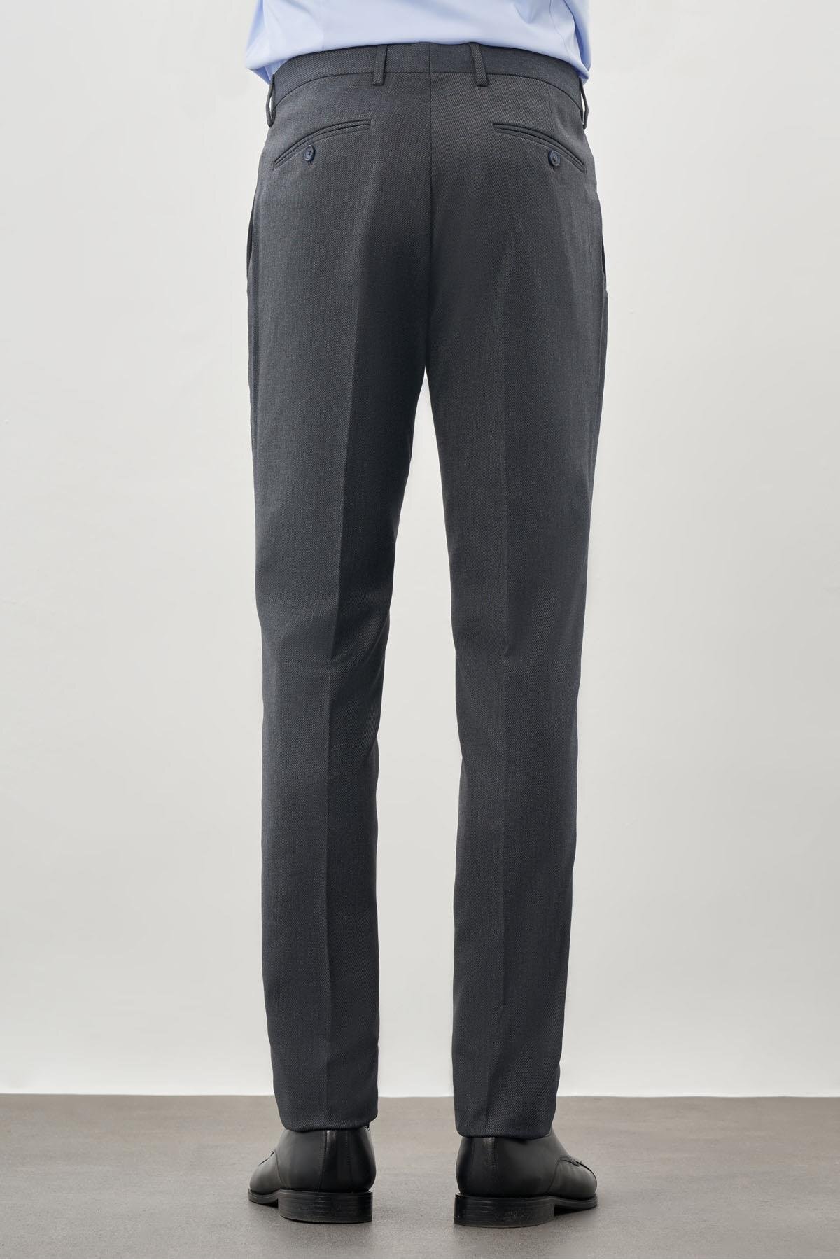 Erkek Lacivert Düz Esnek Yan Cep Slim Fit Pantolon 1003245209_220 — رنگارنگ — تصویر 4 از 7