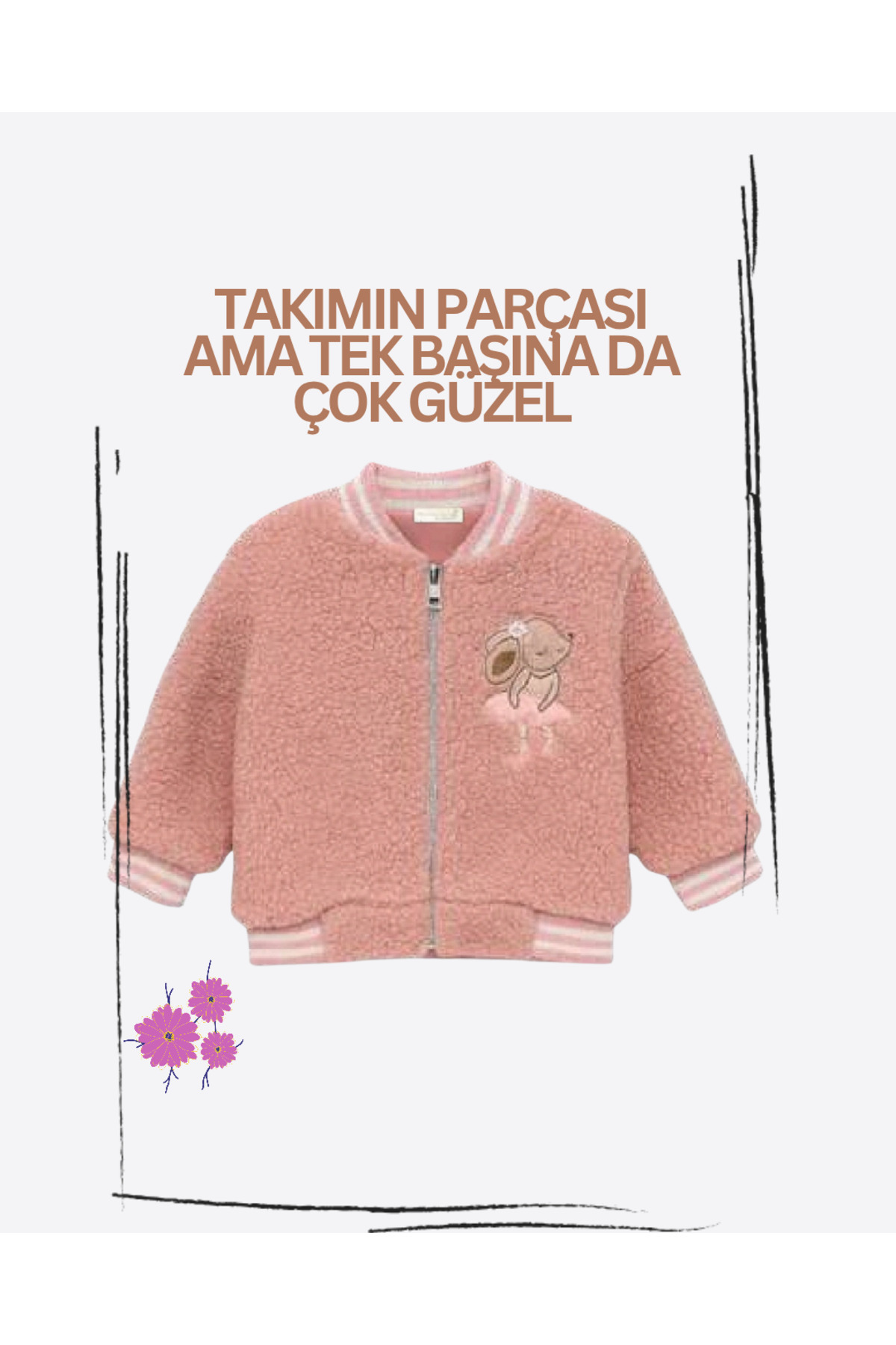 Milo Sol Milo+Sol Kız Bebek Tavşan Nakışlı Peluş Mont– Yeni Sezon fotoğrafı 2 (önizleme)