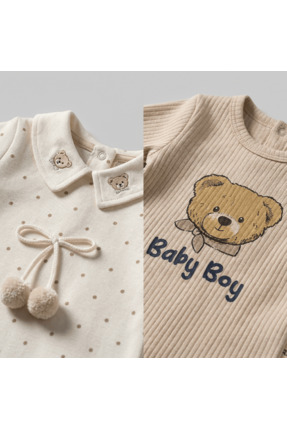 minicayzen YENİ DOĞAN ERKEK BEBEK 3/6 AY BABY BOY 2Lİ TULUM SETİ