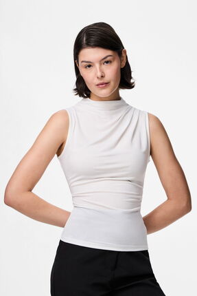Pieces PCMADISON Kadin Drapeli Slim Fit Kolsuz Bluz