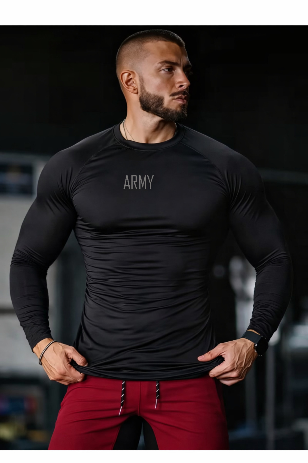 GAZELMANYA ARMY Premium Compression Kısa Uzun Fitness Body Gym Sporcu Kısa Kol Fitness Body Dar görsel 2