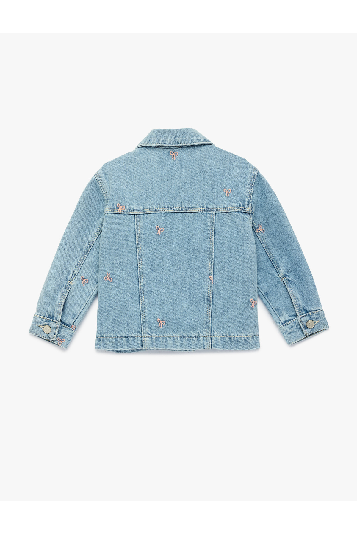 Koton Pamuklu Uzun Kollu Fiyonk İşlemeli Cepli Denim Ceket fotoğrafı 5 (önizleme)