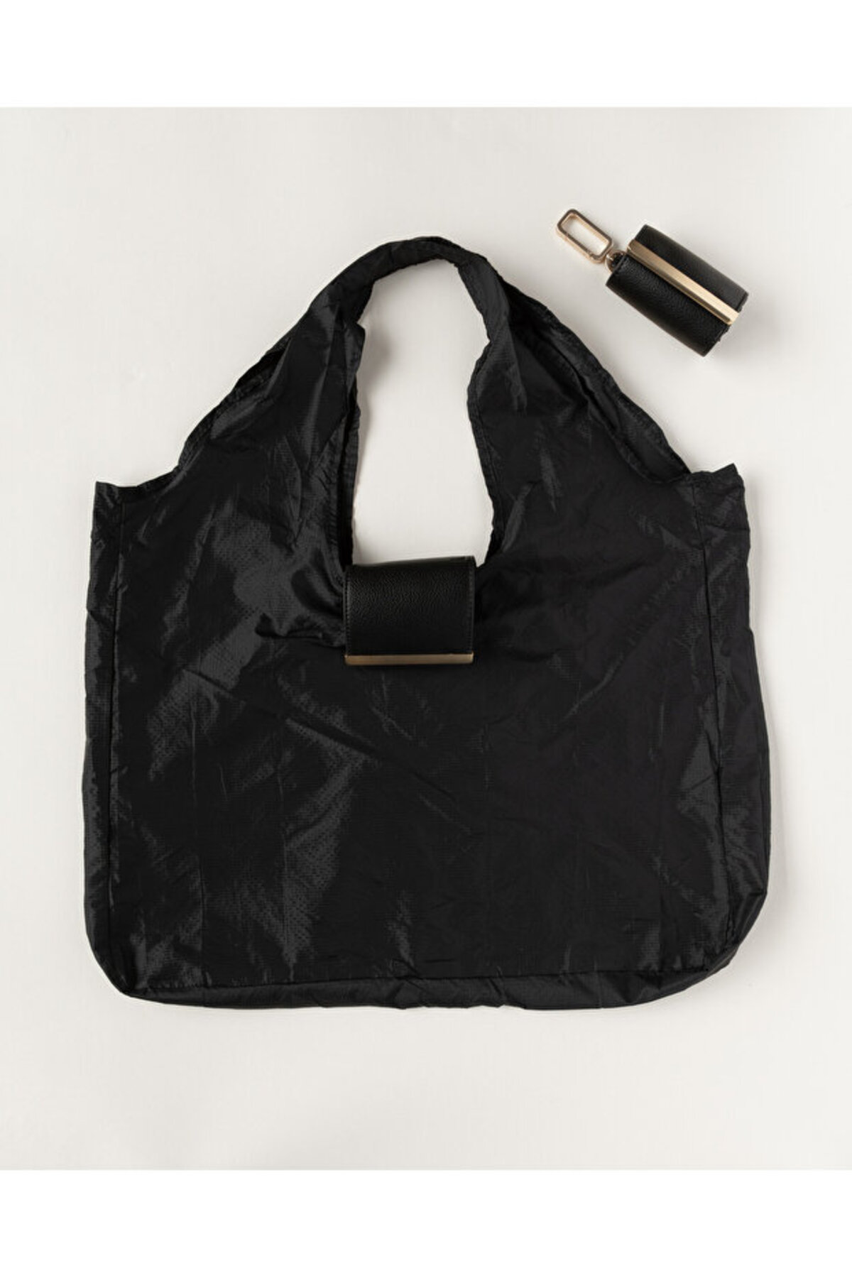 Pocket Fold Charm Olabilen Su Geçirmez Charm Detay Katlanabilir Tote Çanta
