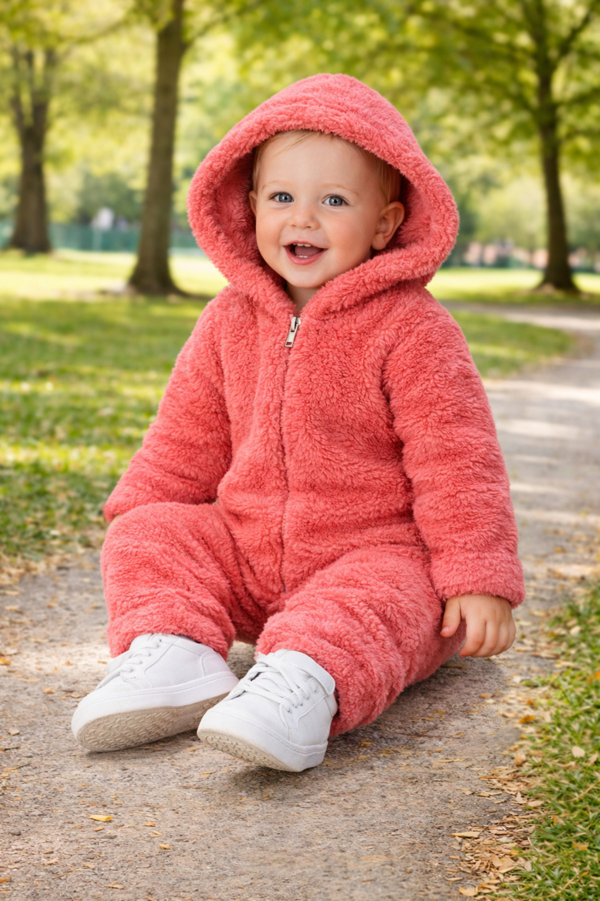 Chicsy Baby Kışlık tatlı Kışlık tatlı Kız Bebek Peluş Tulum Kapüşonlu Fermuarlı Yumuşak Polar Tulum Kışlık fotoğrafı 2 (önizleme)