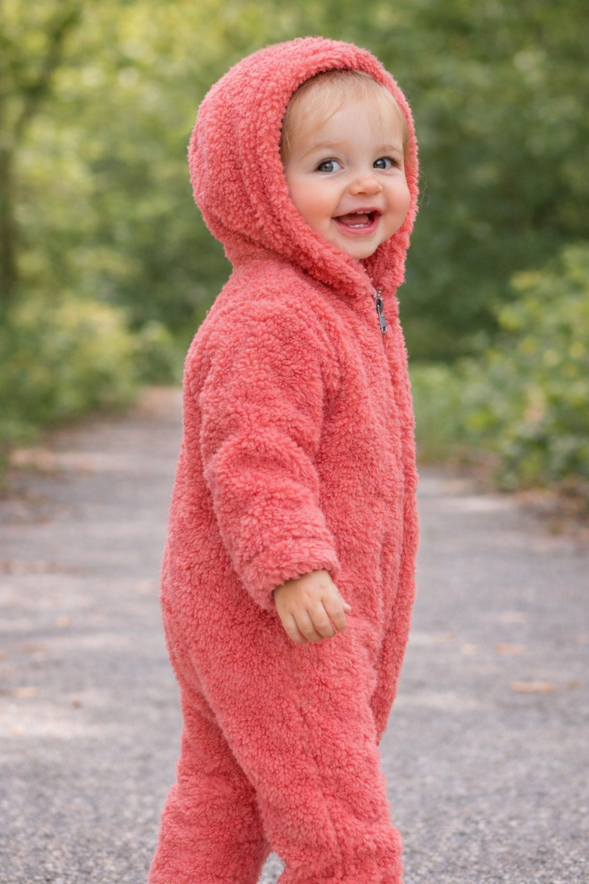 Chicsy Baby Kışlık tatlı Kışlık tatlı Kız Bebek Peluş Tulum Kapüşonlu Fermuarlı Yumuşak Polar Tulum Kışlık fotoğrafı 5 (önizleme)