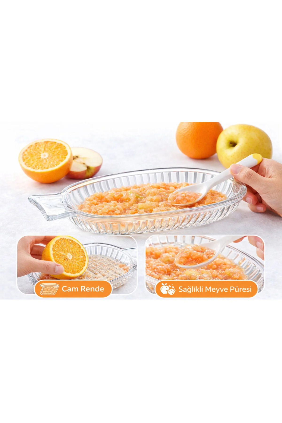 KONTEF 2Li Set Bebekler İçin Ek Gıda Haşlama Aparatı Ve Cam Püre Rendesi 2Li Set fotoğrafı 3 (önizleme)