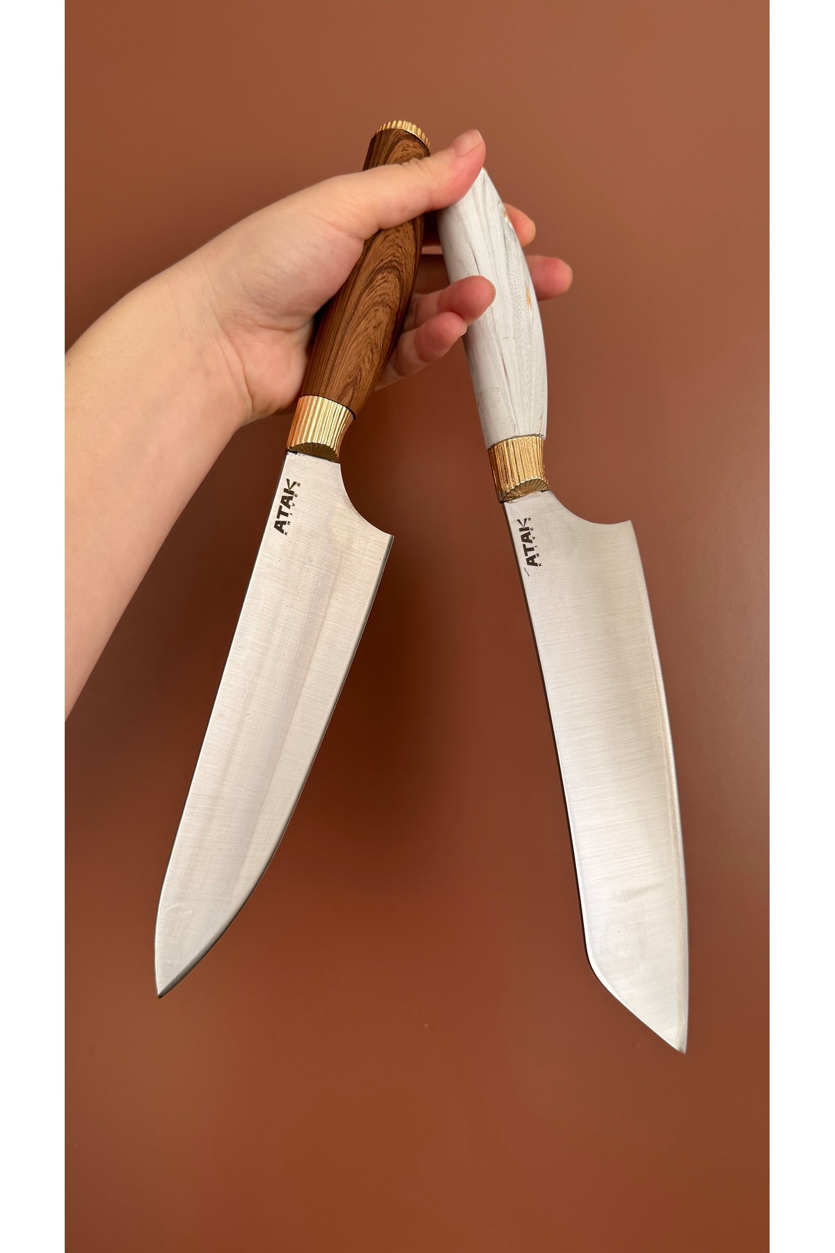 Chef knife set of 2 - Chopping and Slicing People Model - writing names -gift