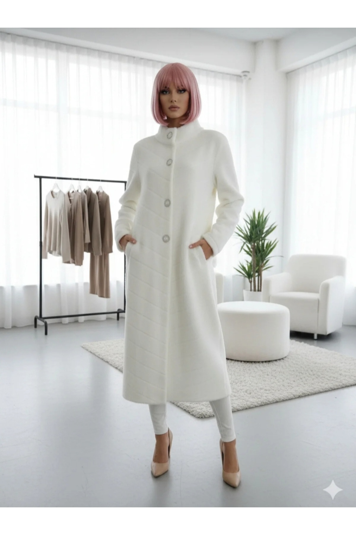 Clarity  Krem Kaşmir Manto