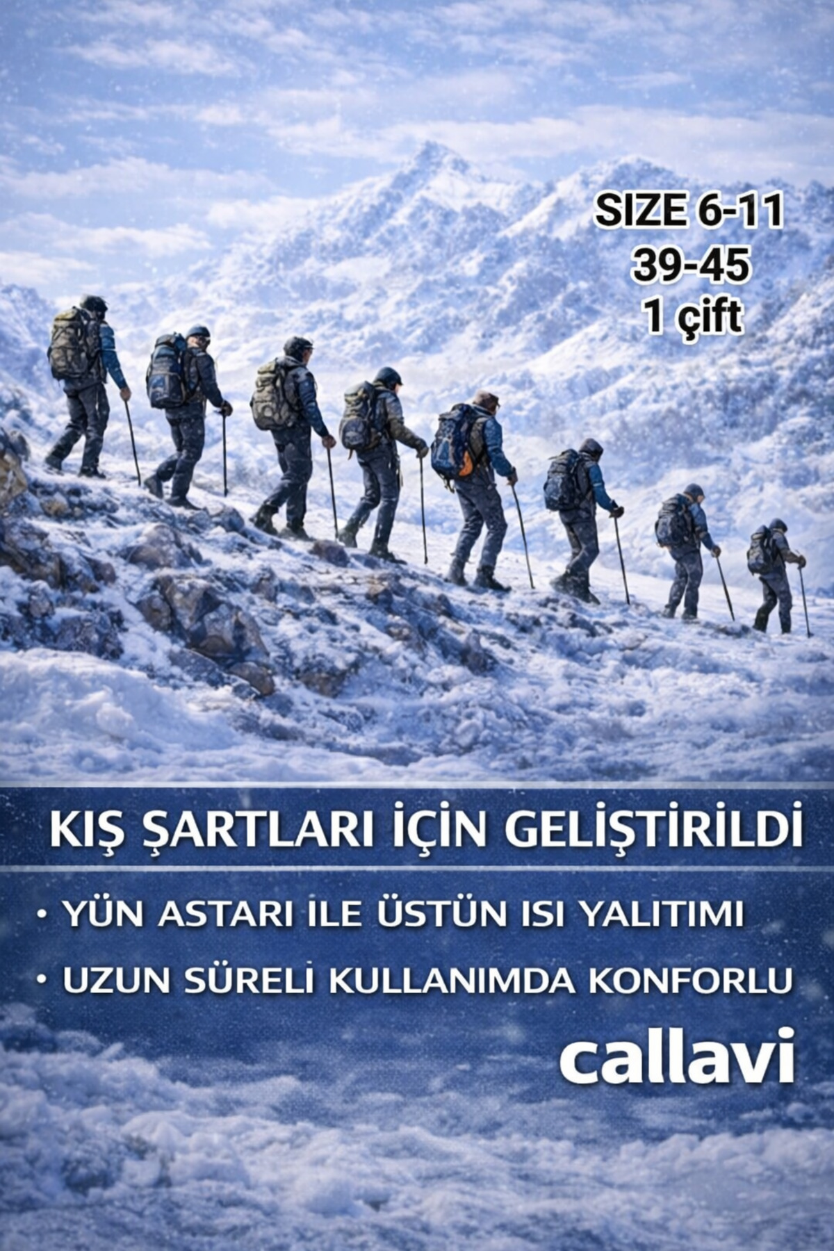 CALLAVI Termal Outdoor Kamp Pamuklu Nefes Alabilen Erkek Kışlık Kalın Çorap görsel 4
