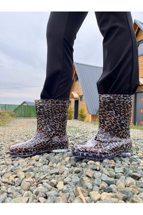 Botland Kadın Renkli Desenli Su Geçirmez Kaymaz Taban Plastik Çizme