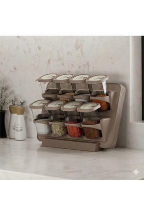 Violet 8'Lİ STANDLI YAPIŞKANLI DÖNER KAPAKLI BAHARATLIK SET