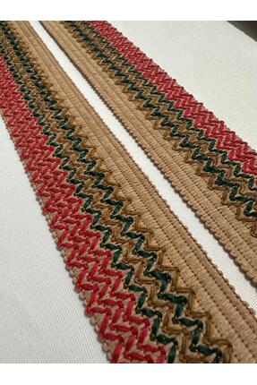 ULUPAMİR Kahverengi Desenli Etnik Dekoratif Şerit 1 Metre